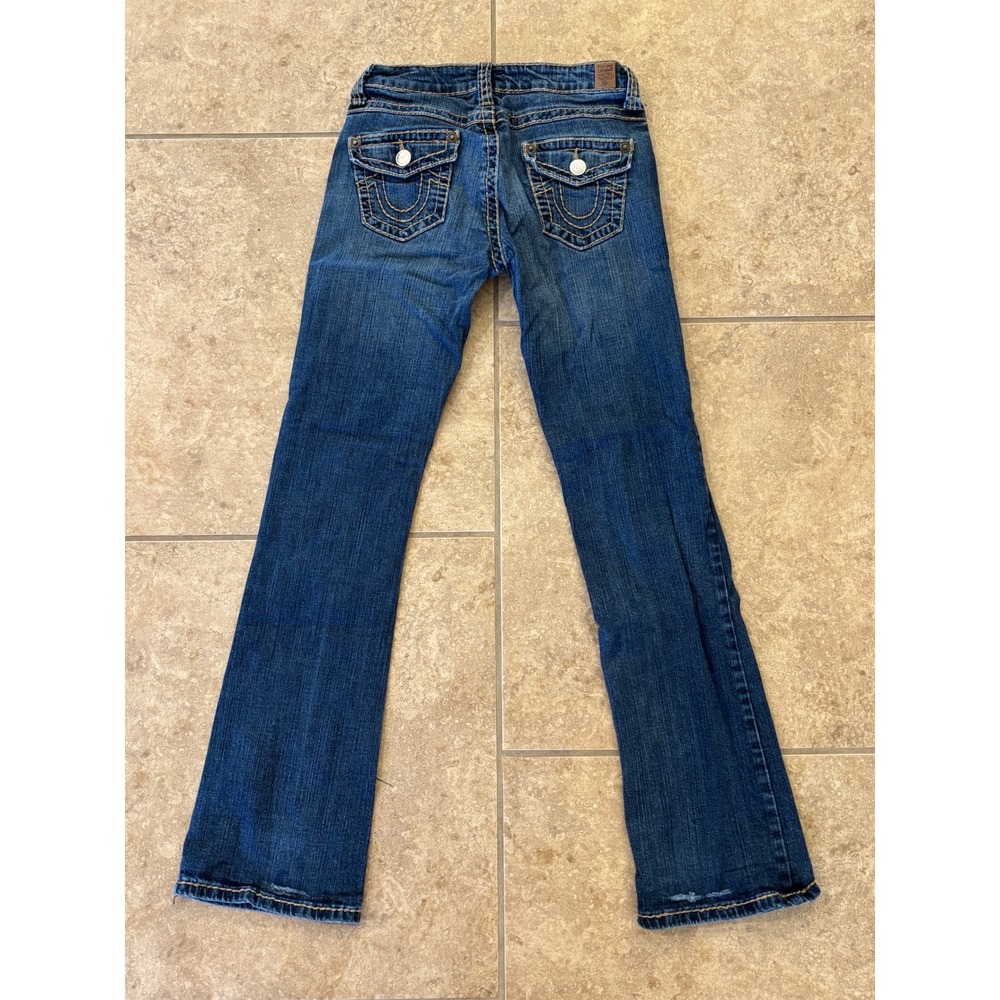LA Idol USA Womens Low Rise Bootcut Jeans Dark Wash Thick Stitch Size 5